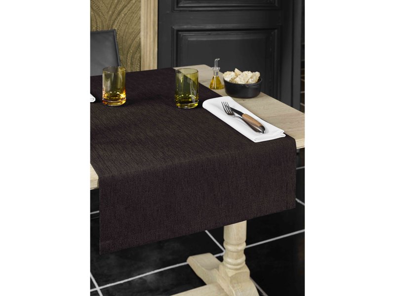 De Witte Lietaer Tablecloth, Gibson Chocolate - 145 x 360 cm - 100% Polyester