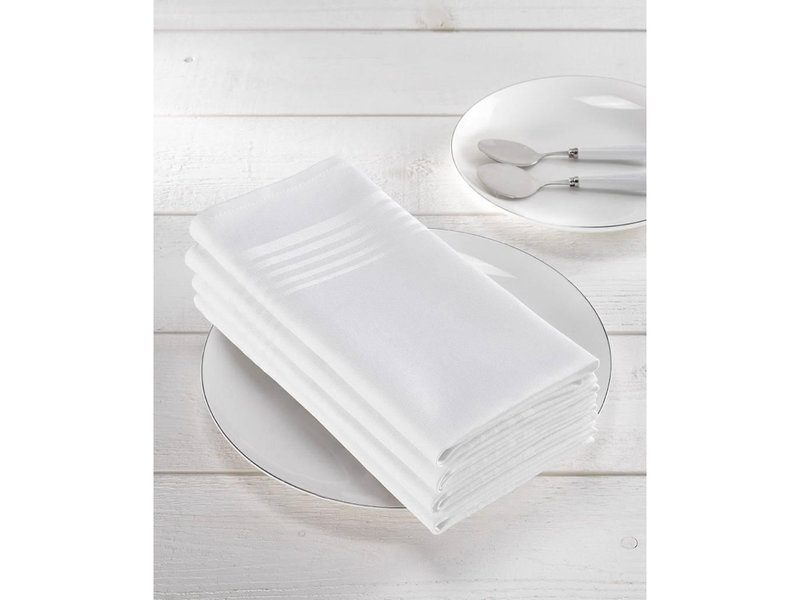 De Witte Lietaer 4 Servetten Deauville Wit - 51 x 51 cm - 100% Katoen