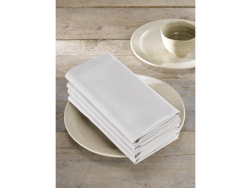 De Witte Lietaer Servetten, Kalahari Grijs / Wit (4 st.) - 51 x 51 cm - 100% Katoen