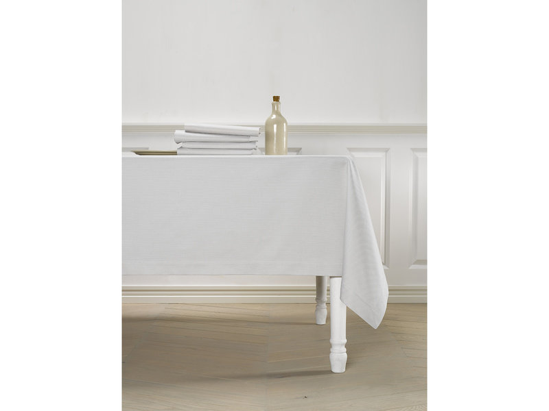 De Witte Lietaer Tischdecke, Kalahari-Grau/Weiß – 170 x 360 cm – 100 % Baumwolle