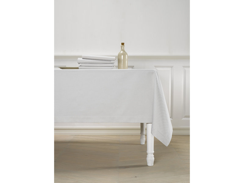 De Witte Lietaer Tischdecke, Kalahari-Grau/Weiß – 170 x 310 cm – 100 % Baumwolle