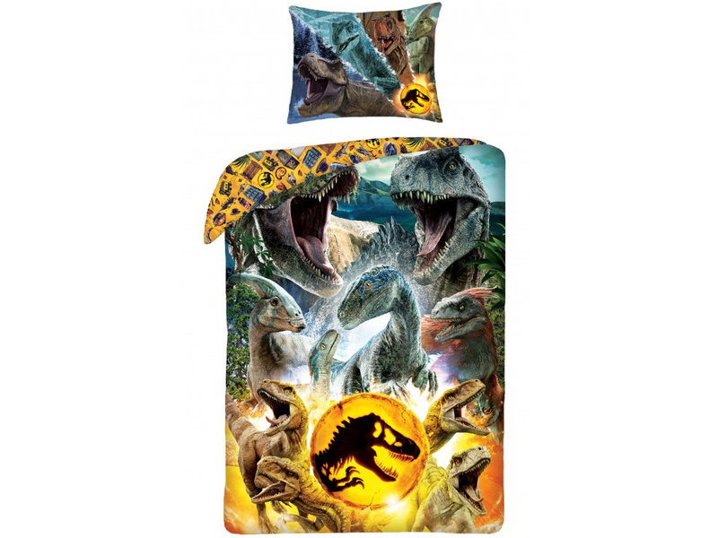 Jurassic World Bettbezug, Dino – Einzelbett – 140 x 200 cm – Baumwolle