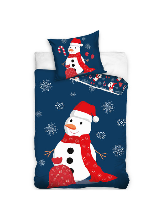 Kerst Dekbedovertrek Sneeuwman  140 x 200 + 60 x 70 cm Katoen