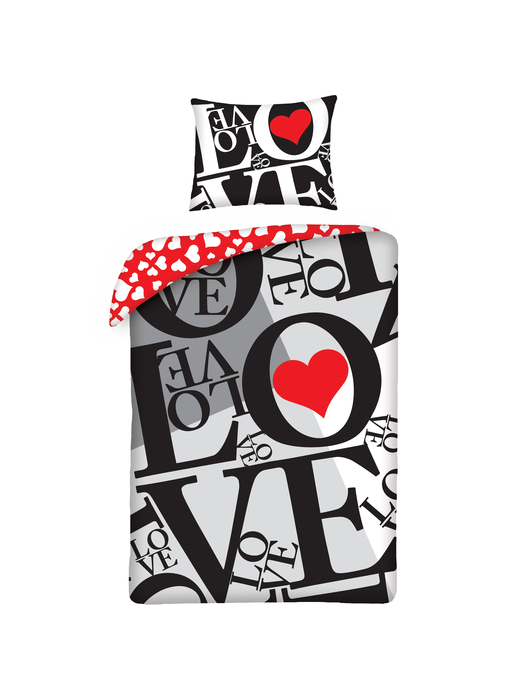 Valentines Housse de couette Love 140 x 200 cm Coton