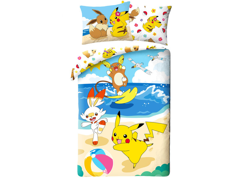 Pokémon Dekbedovertrek Pikachu Scorbunny - Eenpersoons - 140 x 200 cm - Katoen