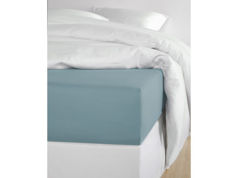 De Witte Lietaer Fitted sheet Cotton Satin Olivia - 180 x 200 cm - Arctic