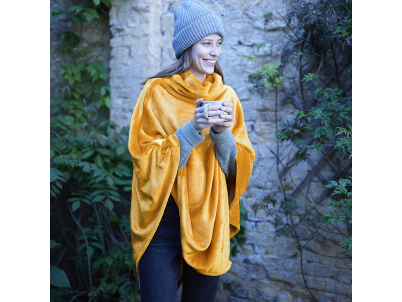 Moodit Poncho Fleece, Jaune Or - 80 x 80 cm - Polyester