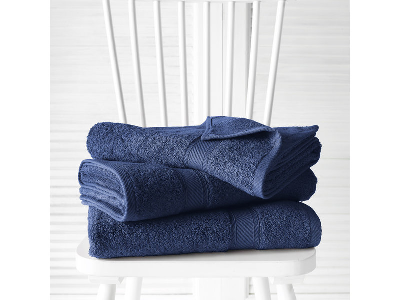 De Witte Lietaer Serviettes de douche Hélène Bleu Indigo 70 x 140 cm - 3 pièces - Coton