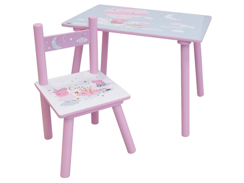 Peppa Pig Table with chair, Dream - 41.5 x 60 x 40 + 49.5 x 31.5 x 31 cm - MDF