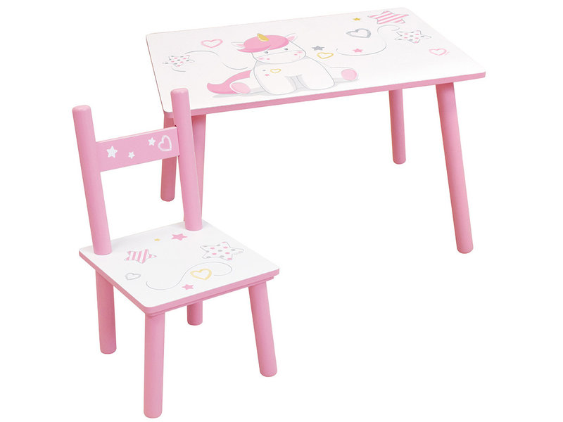 Unicorn Table avec chaise - 41,5 x 60 x 40 + 49,5 x 31,5 x 31 cm - MDF