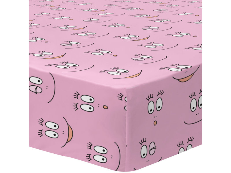 Barbapapa Drap housse, Rose - Seul - 90 x 200 cm - Coton