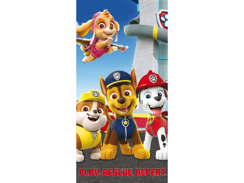 PAW Patrol Serviette de plage, Play. Rescue. Repeat. - 70 x 140 cm - Coton