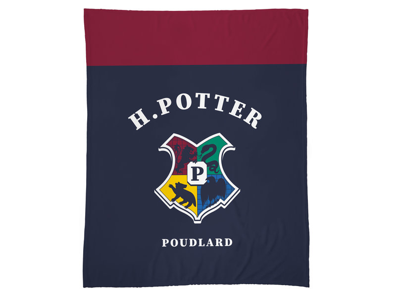 Harry Potter Fleecedecke Premium, Hogwarts-Logo - 125 x 150 cm - Polyester