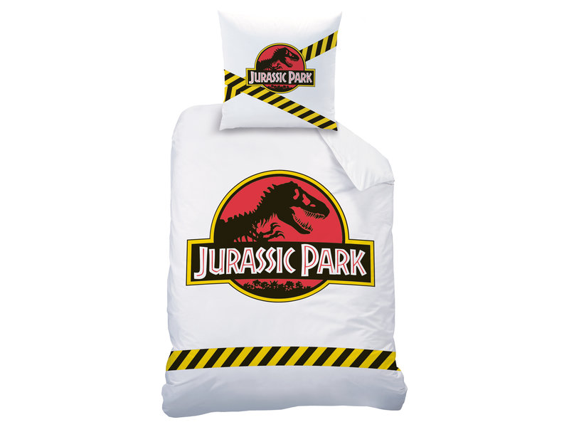Jurassic Park Housse de couette Warning - Seul - 140 x 200 cm - Coton