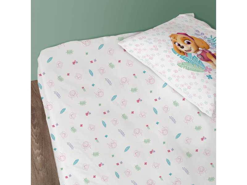 PAW Patrol Spannbettlaken, Paradies - Einzelbett - 90 x 190/200 cm - Baumwolle