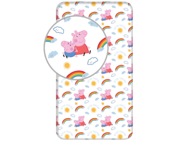 Peppa Pig Hoeslaken Together - Eenpersoons - 90 x 190/200cm - Katoen