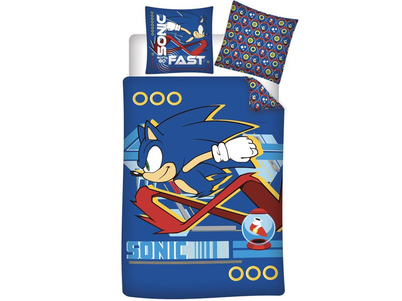 Sonic Dekbedovertrek Gotta Go Fast - Eenpersoons - 140  x 200 cm - Katoen