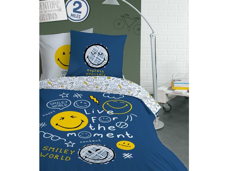Smiley World Housse de couette Scribble - Simple - 140 x 200 cm - Coton