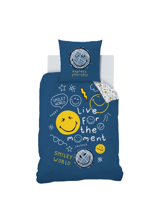 Smiley World Bettbezug Scribble - 140x200 + 63x63cm - 100% Baumwolle