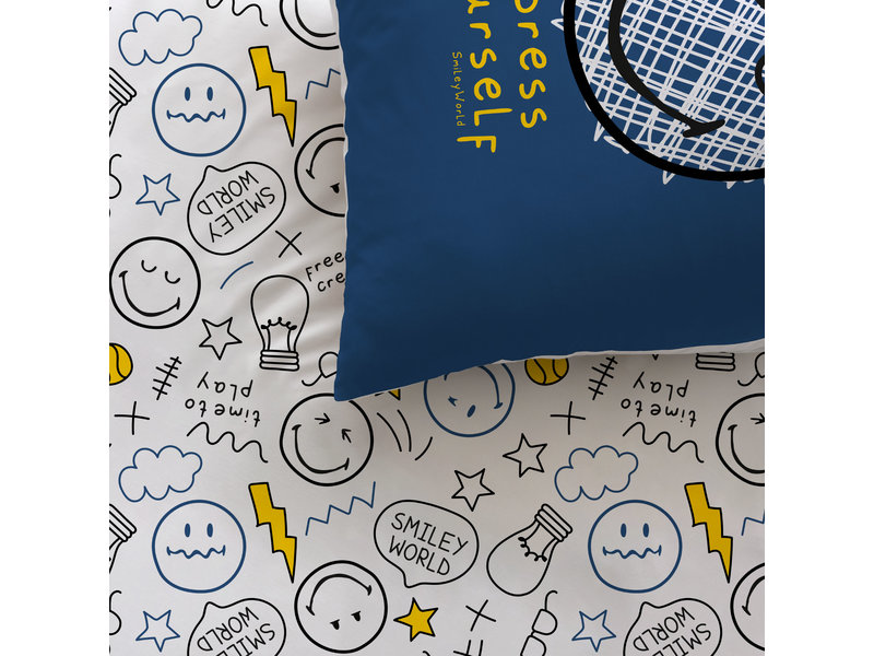 Smiley World Bettbezug Scribble - Single - 140 x 200 cm - Baumwolle