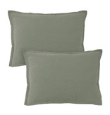 Matt & Rose Set Taies d'Oreiller Vert Mousse - 50 x 70 cm - 100% Lin