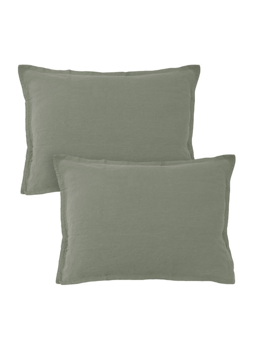 Matt & Rose Parure Taies d'Oreiller Vert Mousse 50 x 70 cm 100% Lin