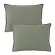 Parure Taies d'Oreiller Vert Mousse 50 x 70 cm 100% Lin