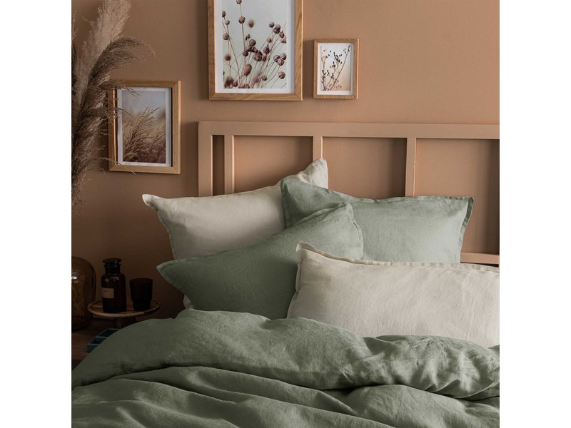 Matt & Rose Set Taies d'Oreiller Vert Mousse - 50 x 70 cm - 100% Lin