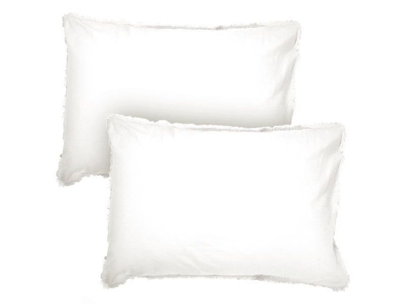 Matt & Rose Set Taies d'Oreiller Blanc - 50 x 70 cm - Coton Lavé