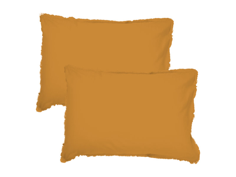 Matt & Rose Set Taies d'Oreiller Caramel - 50 x 70 cm - Coton Lavé