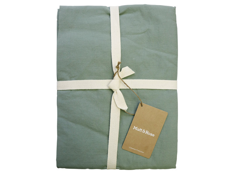 Matt & Rose Fitted sheet Moss green - Double - 160 x 190/200 cm - Washed Cotton