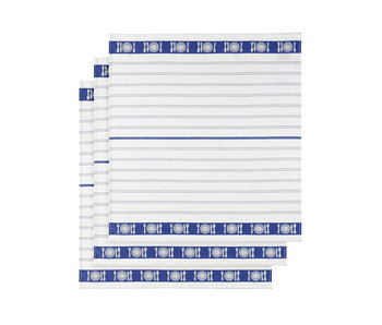 De Witte Lietaer Tea towel BML White Blue 3 pieces 65 x 65 cm