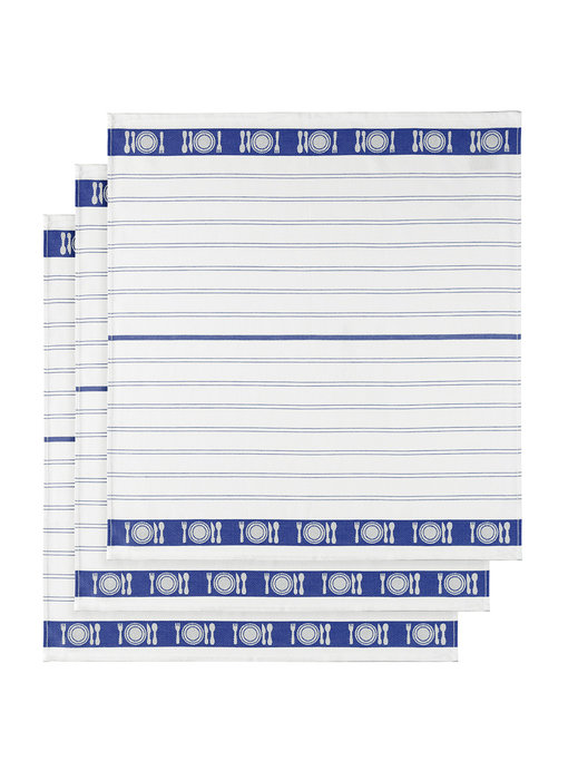 De Witte Lietaer Geschirrtuch BML White Blue 3 Stück 65 x 65 cm