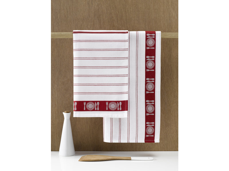 De Witte Lietaer Tea towel BML, Skipper Red - 3 pieces - 65 x 65 cm - Cotton