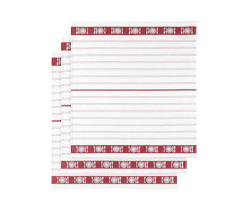 De Witte Lietaer Tea towel BML Skipper Red 3 pieces 65 x 65 cm