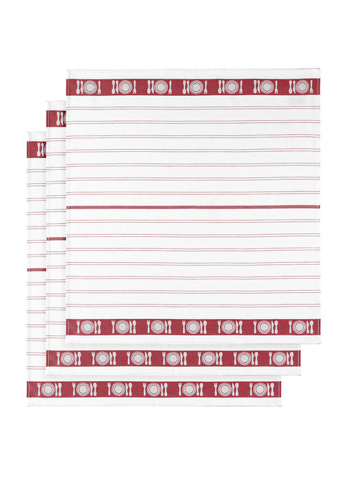 De Witte Lietaer Theedoek BML Skipper Rood 3 stuks 65 x 65 cm