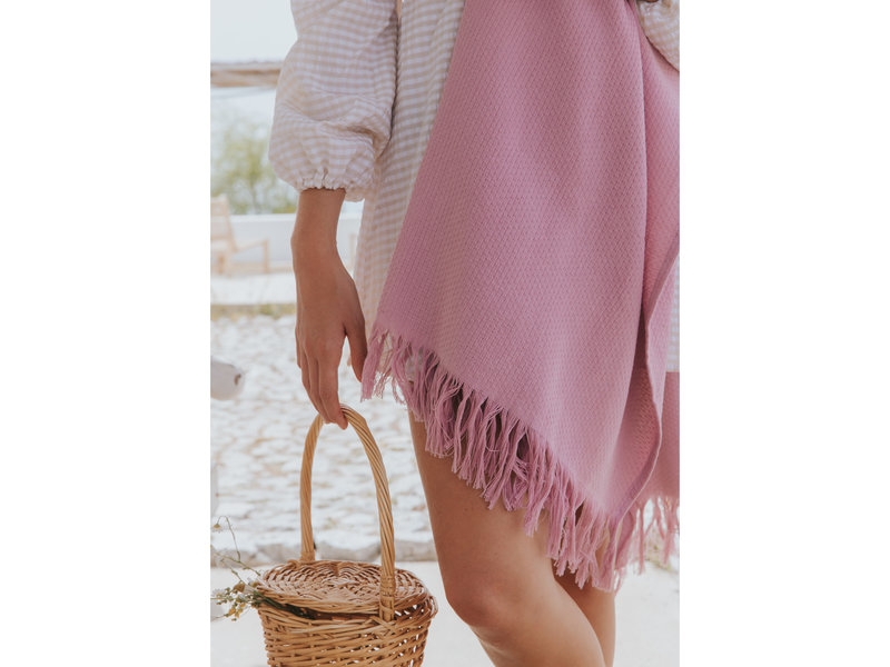 Torres Novas 1845 Textiel Strandlaken Santa Maria, Oud Roze - 200 x 180 cm - 100% Katoen