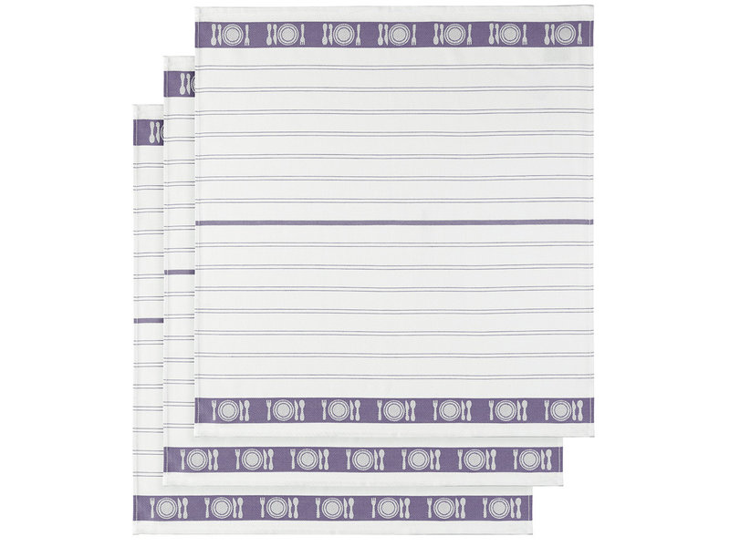 De Witte Lietaer Geschirrtuch BML, Lipstick Lavender - 3 Stück - 65 x 65 cm - Baumwolle