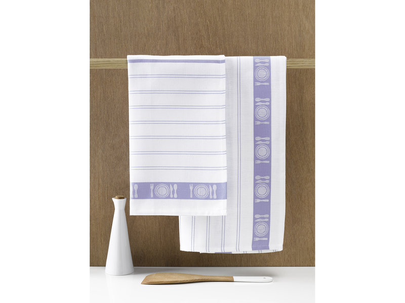 De Witte Lietaer Tea towel BML, Lipstick Lavender - 3 pieces - 65 x 65 cm - Cotton