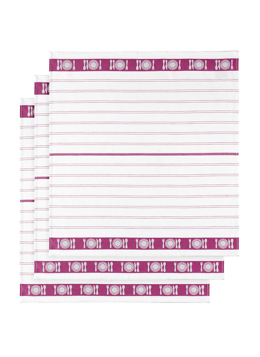 De Witte Lietaer Theedoek BML Fuchsia 3 stuks 65 x 65 cm