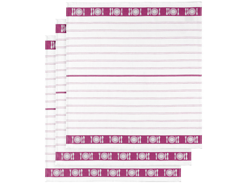 De Witte Lietaer Geschirrtuch BML, Fuchsia- 3 Stück - 65 x 65 cm - Baumwolle