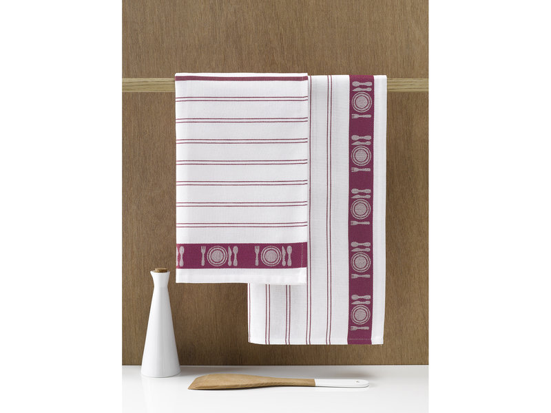 De Witte Lietaer Tea towel BML, Fuchsia- 3 pieces - 65 x 65 cm - Cotton