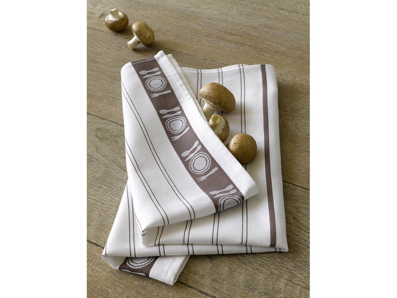 De Witte Lietaer Tea towel BML, Champignon  - 3 pieces - 65 x 65 cm - Cotton