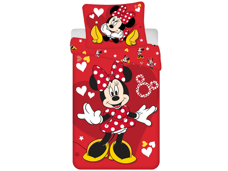 Disney Minnie Mouse Housse de couette Red Heart - Seul - 140 x 200 + 70 x 90 cm - Coton