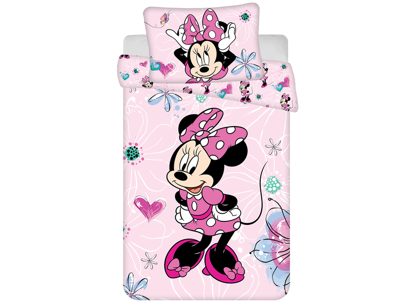 Disney Minnie Mouse BABY Bettbezug, Flower - 135 x 100 + 40 x 60 cm - Baumwolle