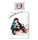 Demon Slayer Housse de couette Nezuko - Seul - 140 x 200 cm - Coton