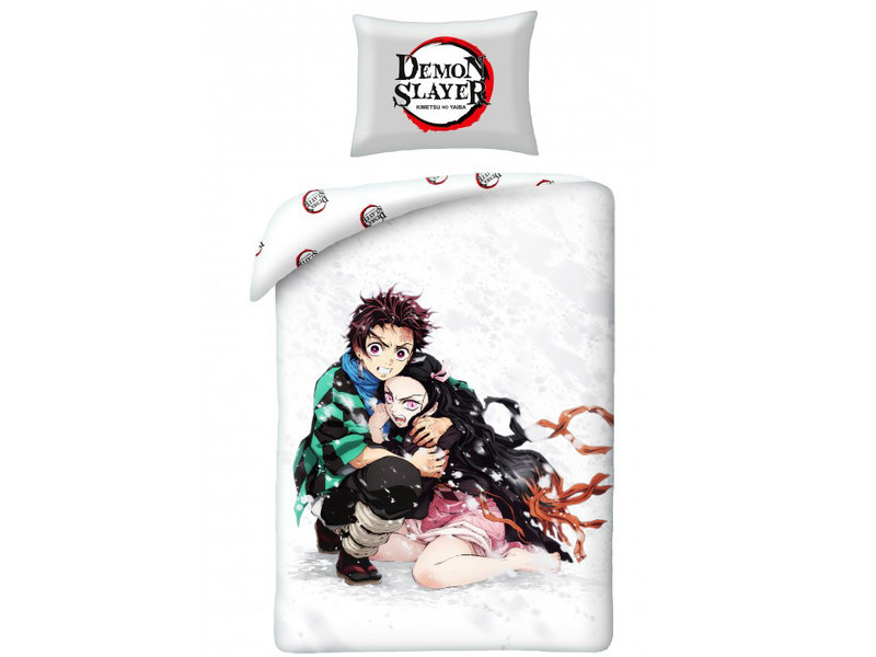 Demon Slayer Housse de couette Nezuko - Seul - 140 x 200 cm - Coton