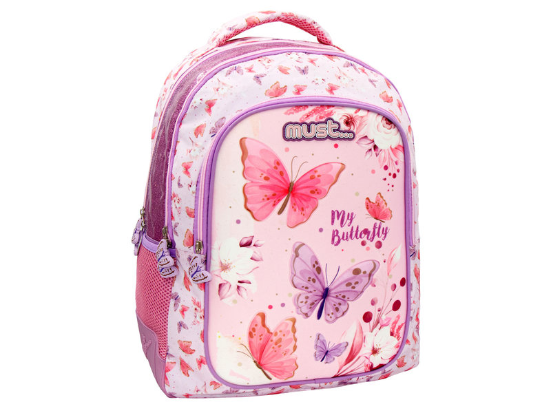 Must Sac à dos, Papillon 3D - 43 x 33 x 18 cm - Polyester