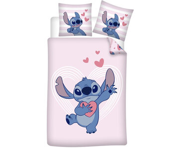 Disney Lilo & Stitch Bettbezug Herzen 140 x 200 + 65 x 65 cm Baumwolle