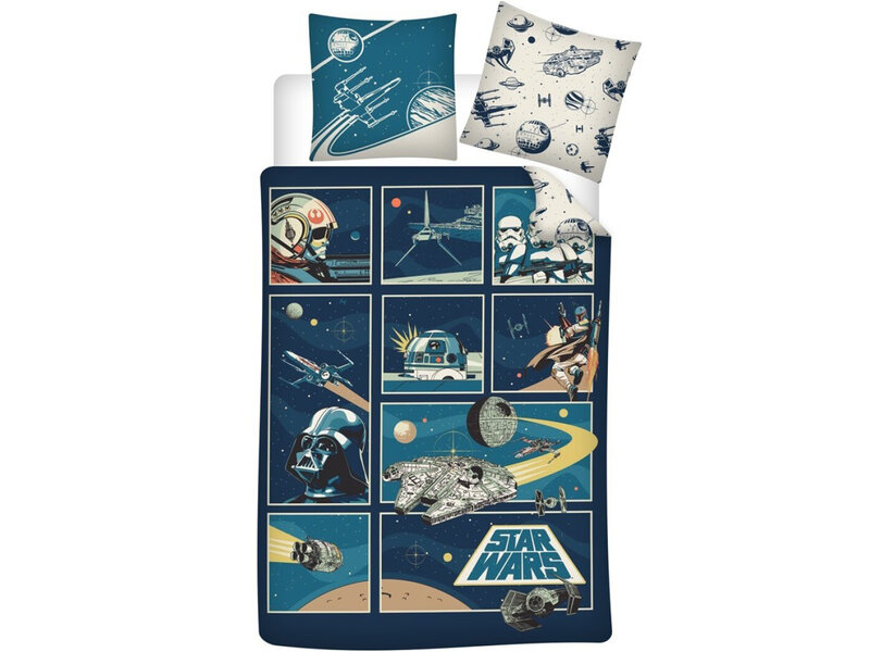 Star Wars Housse de couette, Cartoon Frames - Simple - 140 x 200 + 65 x 65 cm - Coton